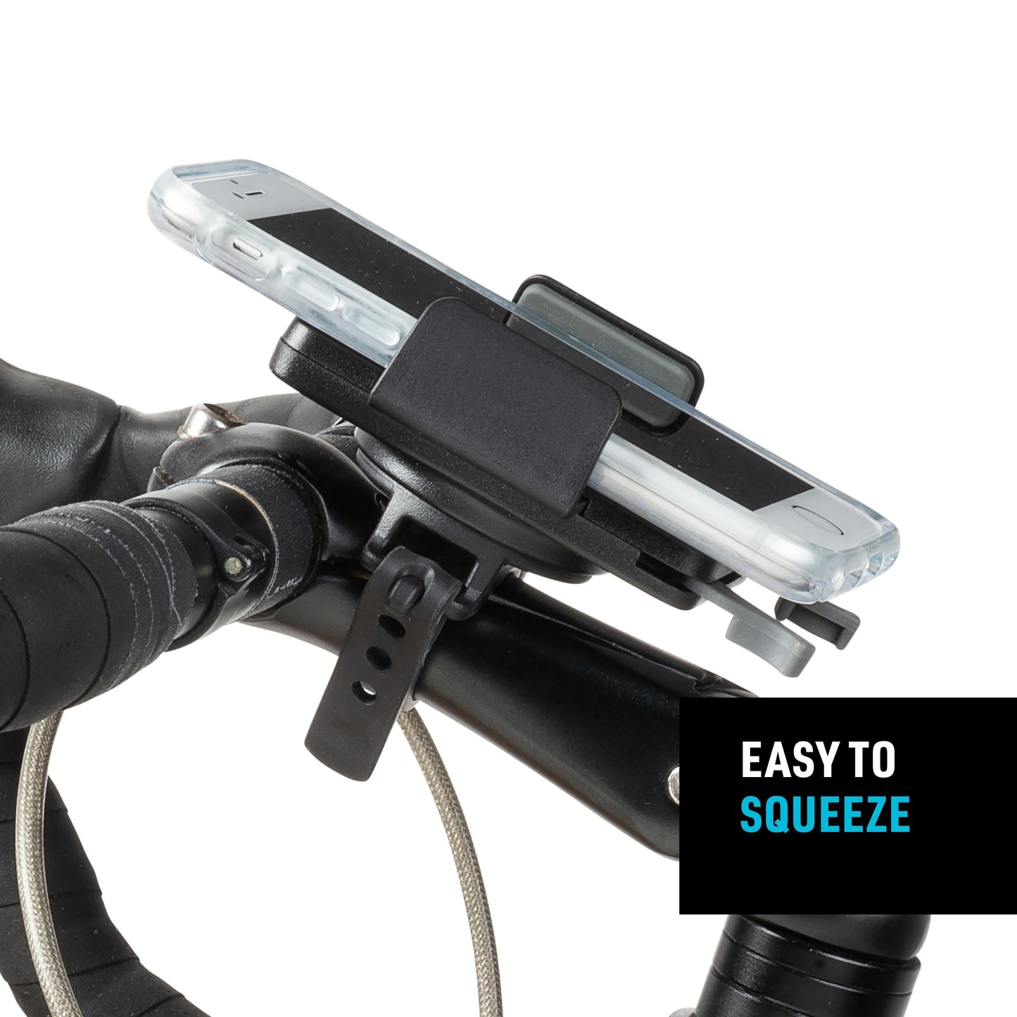 Nite Ize Squeeze Rotating Smartphone Bar Mount - 360-Degree Rotating Phone Holder for Handlebars, Strollers & Adventures - Non-Slip & Adjustable