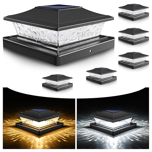 VOLISUN Solar Post Cap Lights Outdoor 4x4/6x6 Wooden/Vinyl Fence Cap Lights for Patio/Garden,Warm White with 2 Lighting Modes Waterproof,ABS Shell