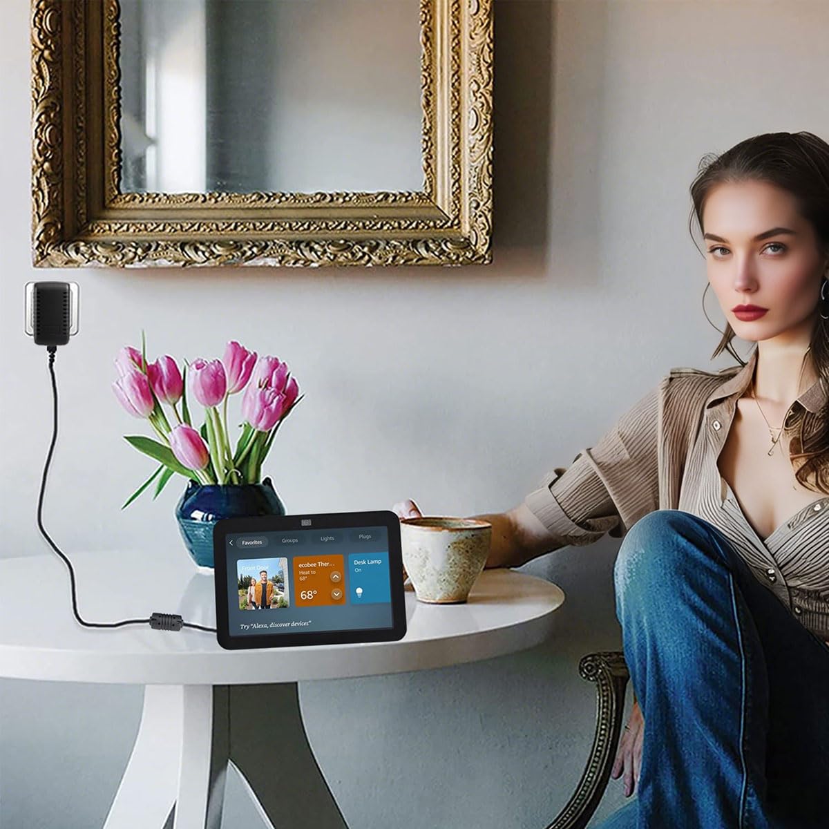 30W Power Cord Replacement for Echo Show 8 (1st 2nd 3rd 4th Gen), Show 10 (3rd Gen), Show 11/15/21, Echo 3rd 4th Generation Power Adapter, Alexa Wall…