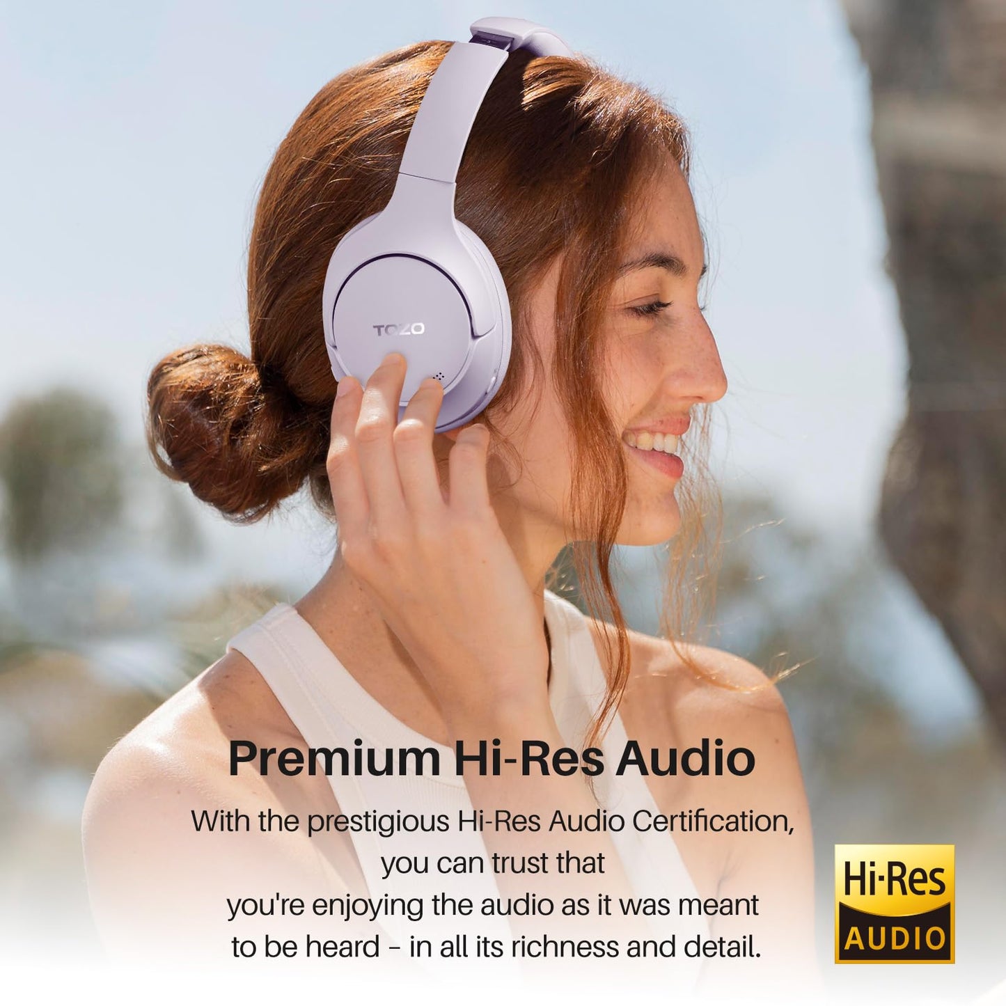 TOZO Hybrid Active Noise Cancelling Headphones, Wireless Over Ear Bluetooth Headset, 60H Playtime, Hi-Res Audio Custom EQ via App Deep Bass Comfort…