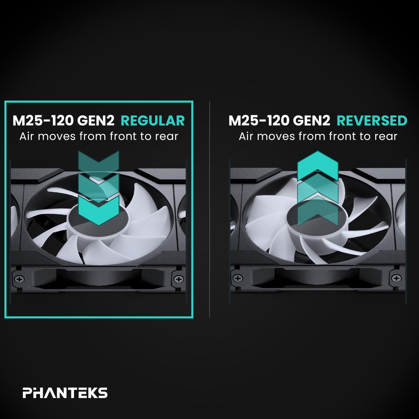 Phanteks M25-120 Gen2 Triple Pack, 3X 120mm ARGB High Performance Cooling Fans, Daisy-Chain Unified Fan Frame, Infinity Mirror hub, Single Cable