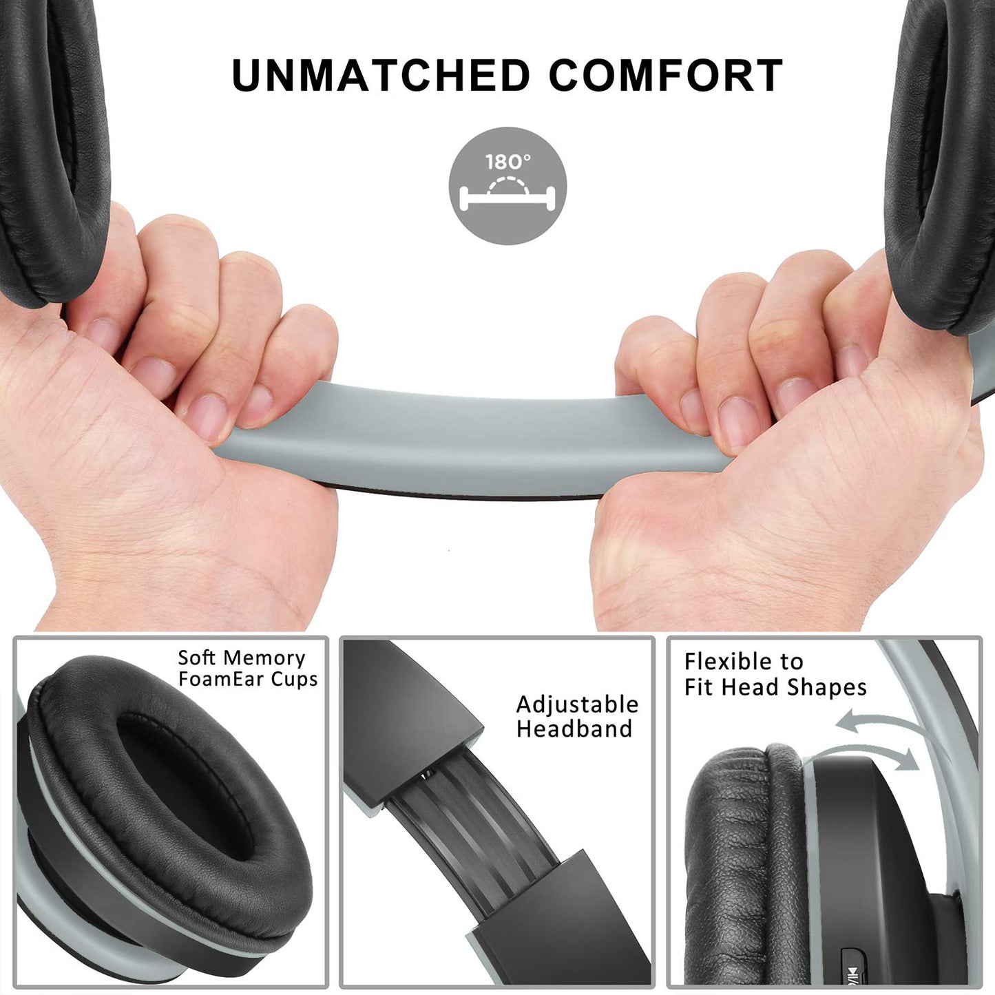 ZIHNIC Bluetooth Headphones Over-Ear, Foldable Wireless and Wired Stereo Headset Micro SD/TF, FM for Cell Phone,PC,Soft Earmuffs &Light Weight…