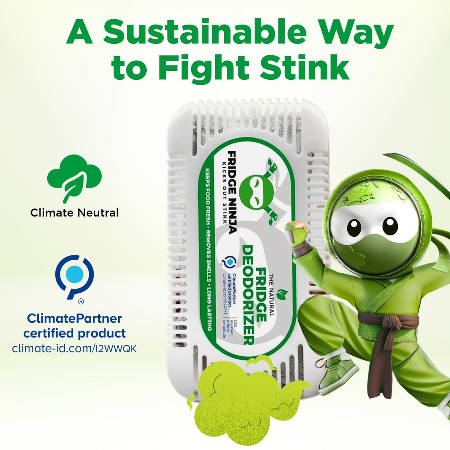 Fridge Ninja Fridge Deodorizer, More Effective Than Baking Soda, 2 Pack