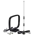 Bingfu Magnetic Base FM Radio Antenna and AM Loop Antenna for Pioneer Onkyo Yamaha Marantz Indoor Digital HD Radio FM Bluetooth Home Stereo Receiver
