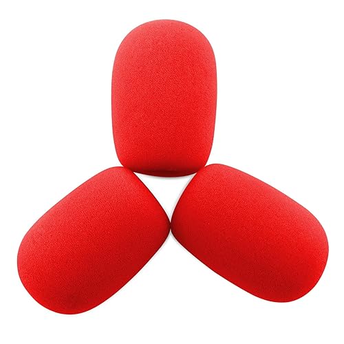 LEFXMOPHY A40 TR Pop Filter Replacement for Astro A20 A30 A40 A50 A40TR Gaming Headset Microphone Red Foam Windscreen Mic Cover, 3-Pack