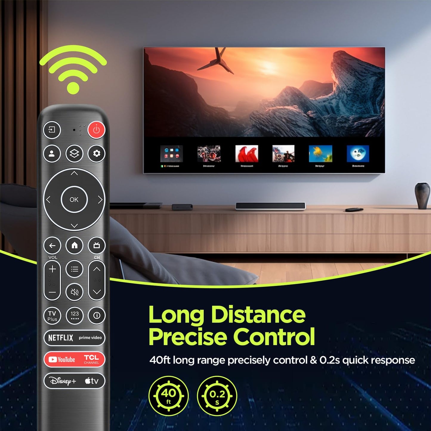 Replacement Backlit Remote Control for TCL Google Smart TV, for TCL 4K UHD LED QLED MiniLED Smart TVs (with Buttons Lighting Up)