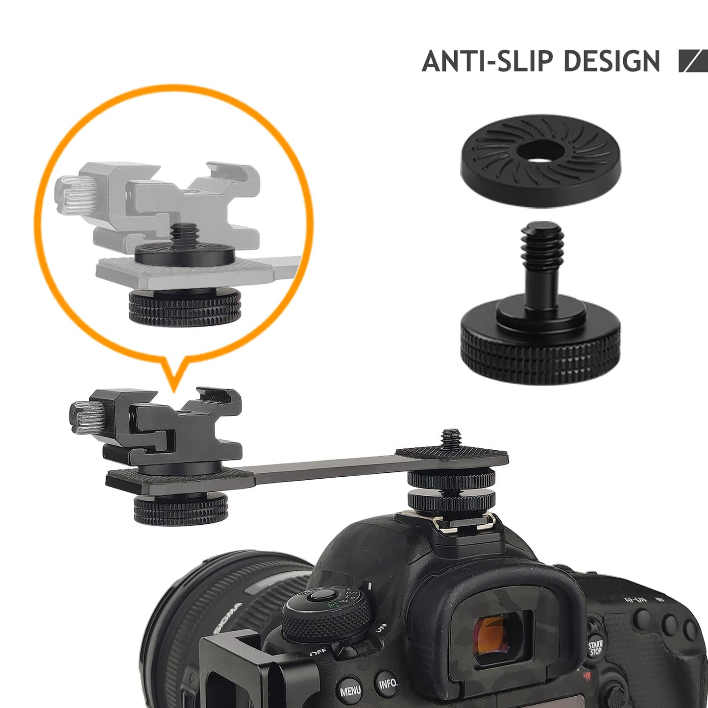 2 Set Thumb Screw Camera Quick Release Adapter with Rubber Pads, Tripod Screw Rubber Washers 1/4" Female to 1/4" Male Thumbscrew L Bracket Mount