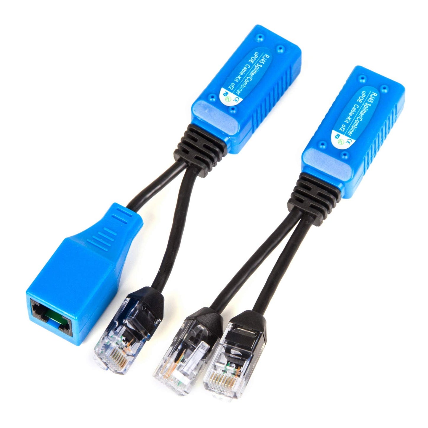 XENOCAM 2 Pair RJ45 Ethernet Cable Combiner/Splitter Sharing Kit 2-in-1 (2 Cameras Over 1 Cable) Cat5e PoE Power/Data Transmission Adapter for 4 x