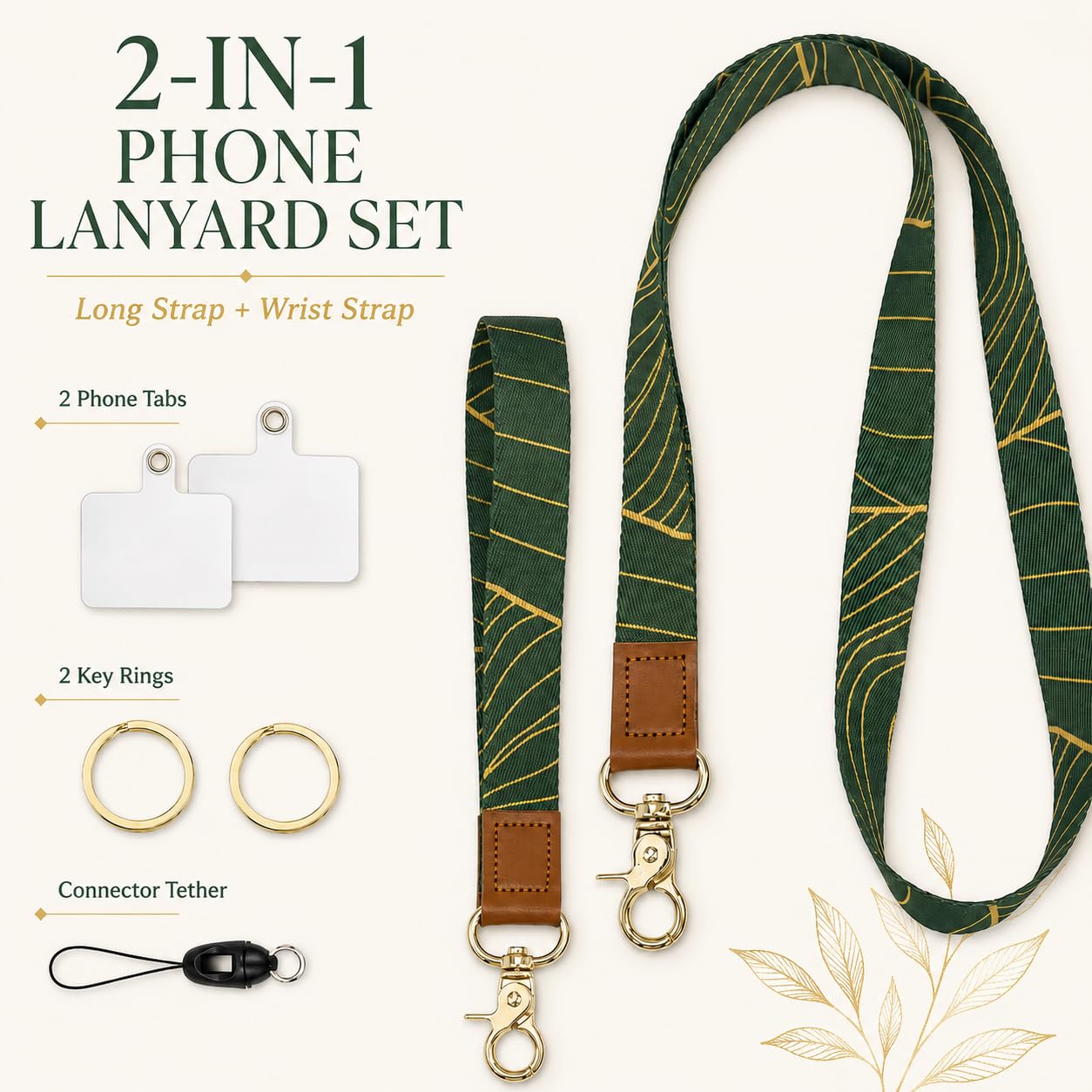YesMvpMvp Phone Lanyard Crossbody Strap - Adjustable Cell Phone Neck Lanyard & Wrist Strap for Keys Case Accessories, Anti-Theft Travel Essentials