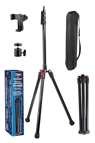 Vidpro ST-90 VentureMaxx Professional 90-Inch Adjustable Stand - Lightweight Tripod Compatible with Cameras Camcorders Smartphones Ring Lights