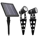 MINI 50X Twin Solar-Powered Cast Aluminium Warm White LED Spotlight 60-100 Lumen Per Light Fixture for Outdoor Garden Yard Landscape Downlight