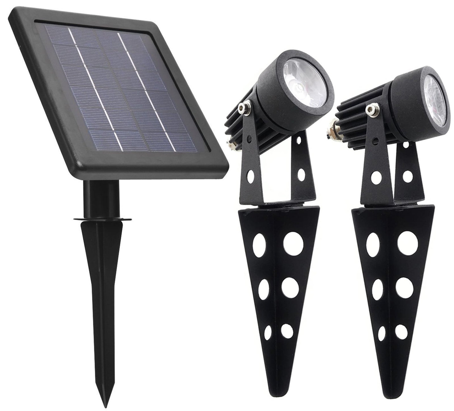 MINI 50X Twin Solar-Powered Cast Aluminium Warm White LED Spotlight 60-100 Lumen Per Light Fixture for Outdoor Garden Yard Landscape Downlight