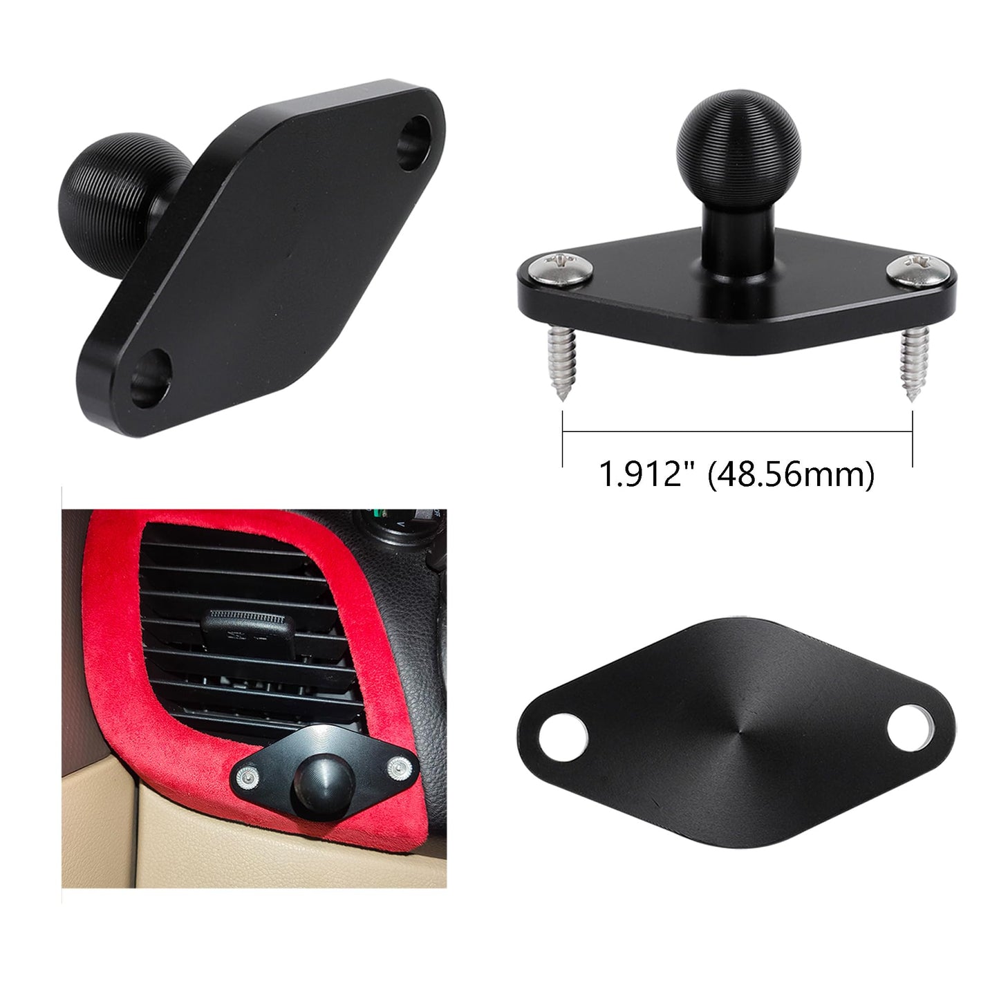 Leenconghui Car Phone Holder Mount for AMPS Standard Diamond Base ?Aluminum 360° Rotation Phone Mount for Car Dashboard Truck Boat Desk? Compatible