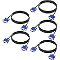 VGA Cable 5 Feet 5-Pack, Male VGA to VGA Male Monitor Computer Cable Adapter Cord HD15 1080P Full HD High Resolutionfor TV Computer Projector-Blue