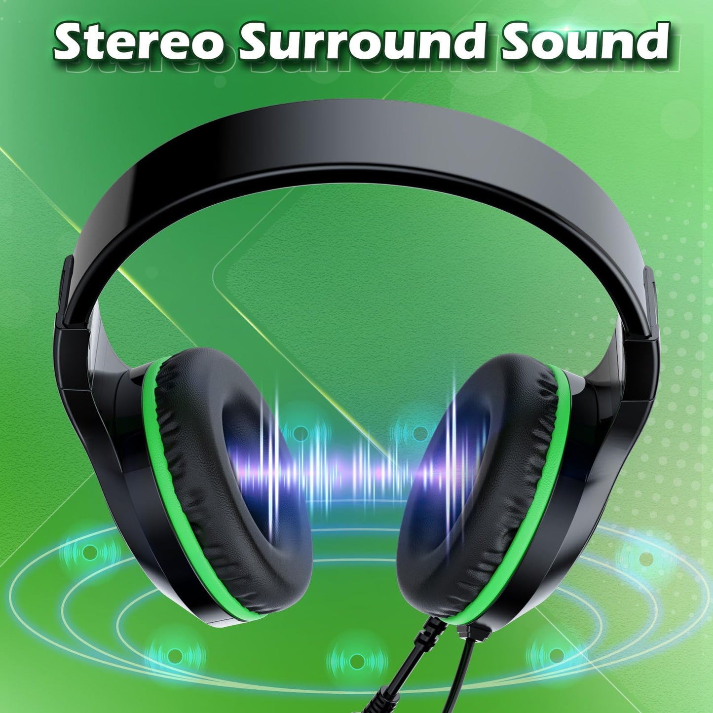 H-10 Gaming Headset for PS4, Xbox One, PC, PS5, Nintendo Switch, Stereo Wired Noise Cancelling Over Ear Headphones with Mic for Kids Adults, Bass
