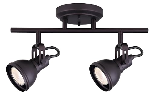 Canarm Polo 2-Light Track Lighting Fixture, Oil Rubbed Bronze, Modular Adjustable Heads, Modern Industrial Ceiling or Wall Mount for Living Room