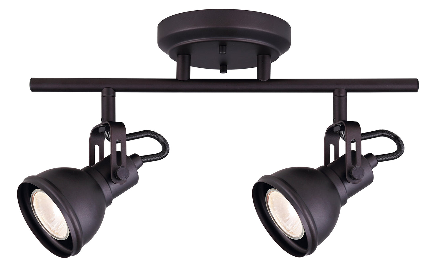 Canarm Polo 2-Light Track Lighting Fixture, Oil Rubbed Bronze, Modular Adjustable Heads, Modern Industrial Ceiling or Wall Mount for Living Room