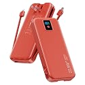 Portable Charger, 12000mAh 22.5W Fast Charging Power Bank with Built-in Cables & Wall Plug, Travel Essentials Battery Pack with LED Display, USB C
