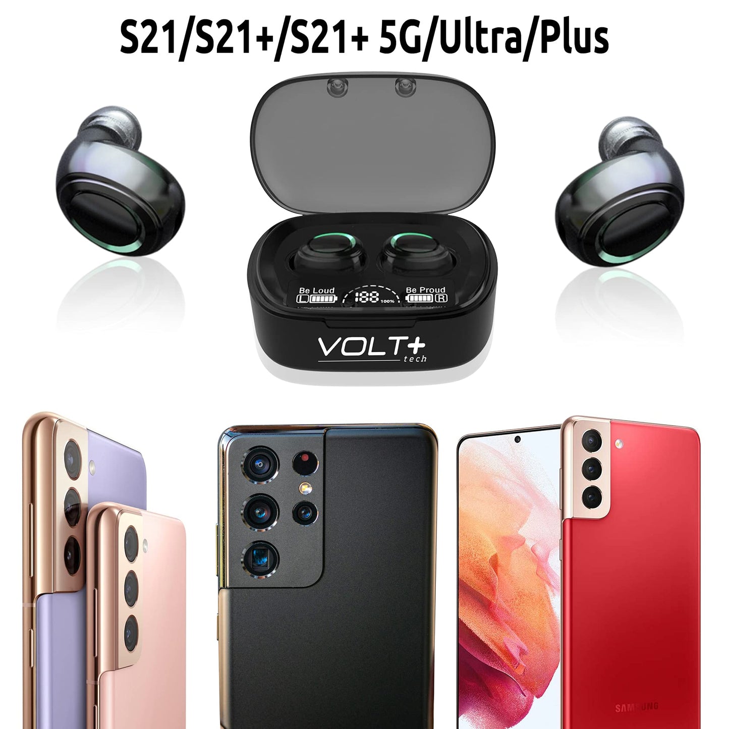 VOLT PLUS TECH Wireless V5.3 PRO Earbuds Compatible with Samsung Galaxy S20/FE/Ultra/S20+/5G/Fan Edition/Plus IPX3 Bluetooth Touch…