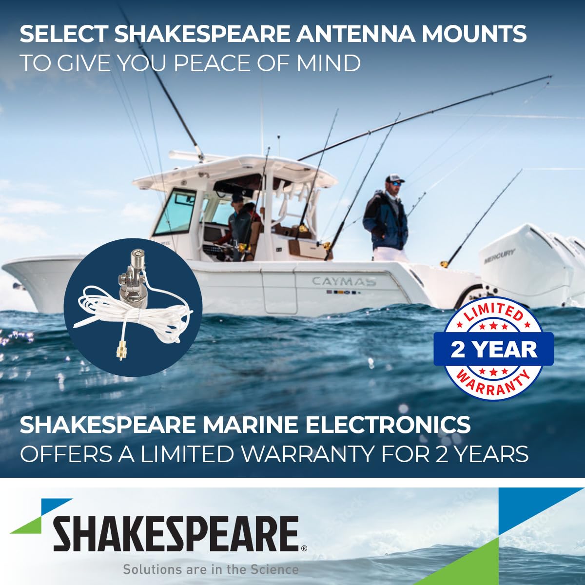 Shakespeare Antenna Mount QC Rail SS W/Cable