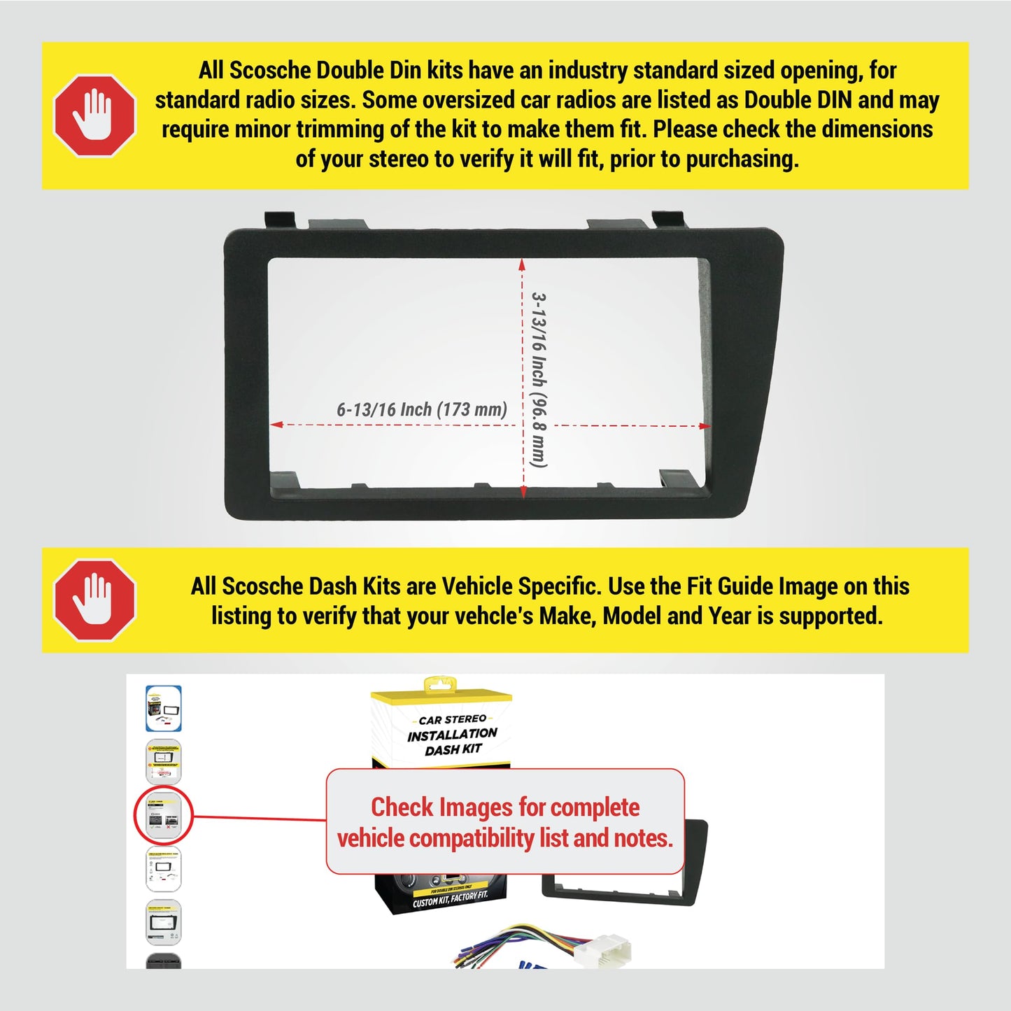 Scosche ICHA6BN Double DIN Radio Install Dash Kit Compatible with Select 2001-05 Honda Civic - Factory Radio Brackets Required - Complete Basic Car