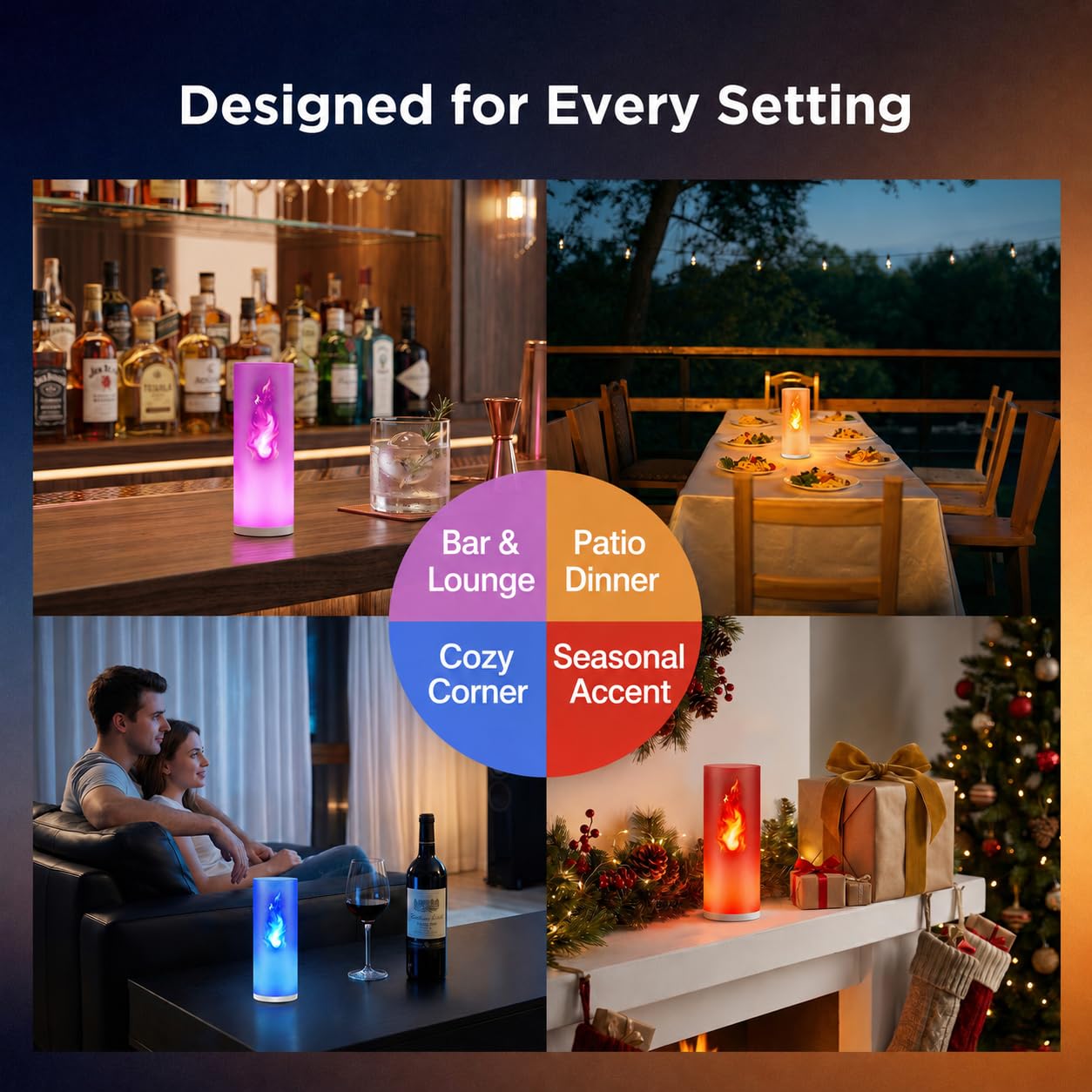 Hompavo Gen2 Rechargeable LED Flame Lights with Remote & Timer, 13 Color Changing Flameless Candles, 3-Mode Battery Operated Flickering Lights