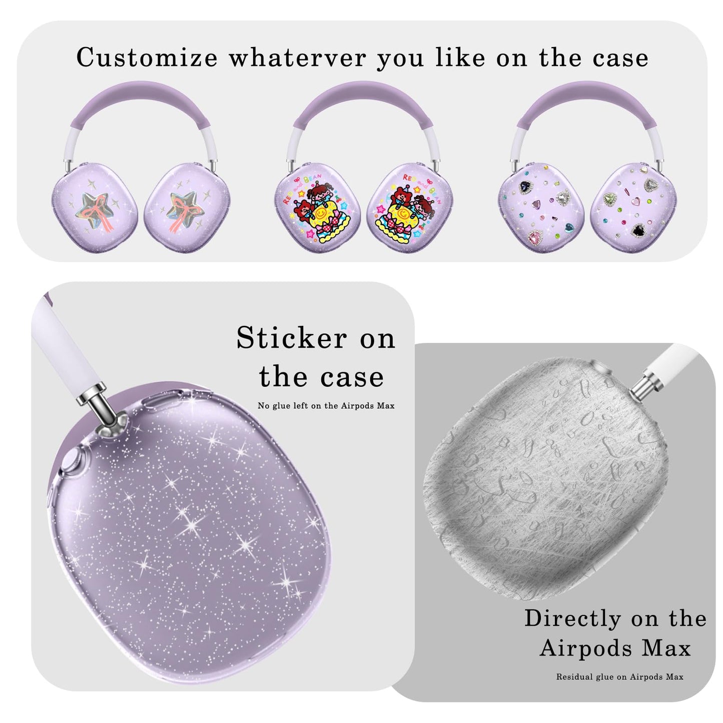 Aiaabq for AirPods Max case Cover,Anti-Scratch Ear Pad Case Cover/Ear Cups Cover/Headband Cover for AirPods Max. Clear Soft TPU and Silicone,Skin