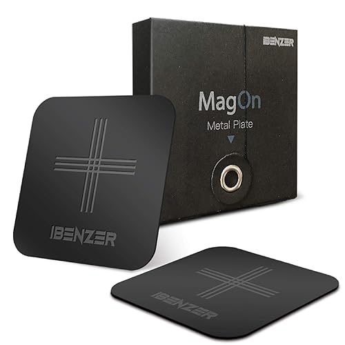 Metal Plate for Magnetic Mount, iBenzer MagOn Car Magnet for All Magnetic Phone Car Mount Holder or Magnetic Cell Phone Holder,2 Pack,Black