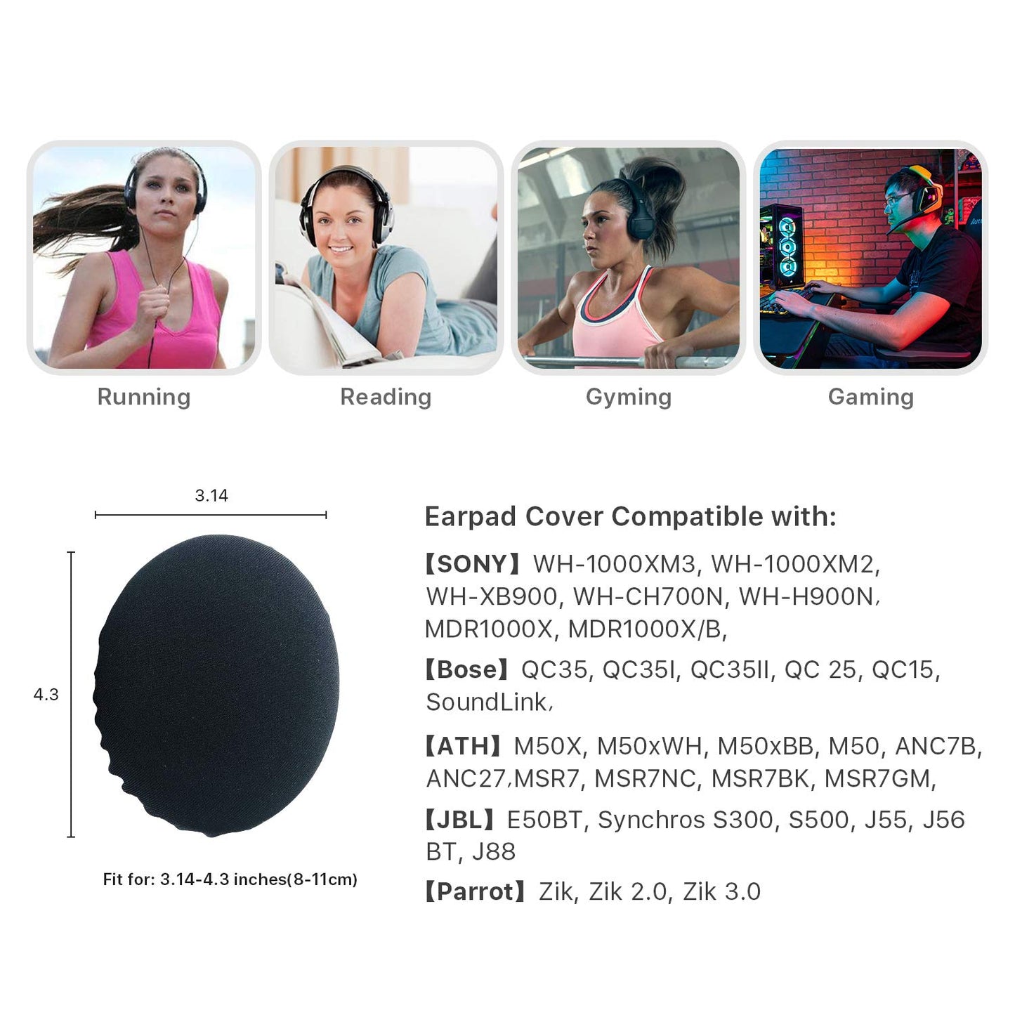 DleDan 3 Pairs Stretchable Fabric Headphone Covers/Washable Sanitary Ear pad,Earcup Earpad Covers Fit Most On Ear Headphones 8-11cm(3.14" - 4.33")