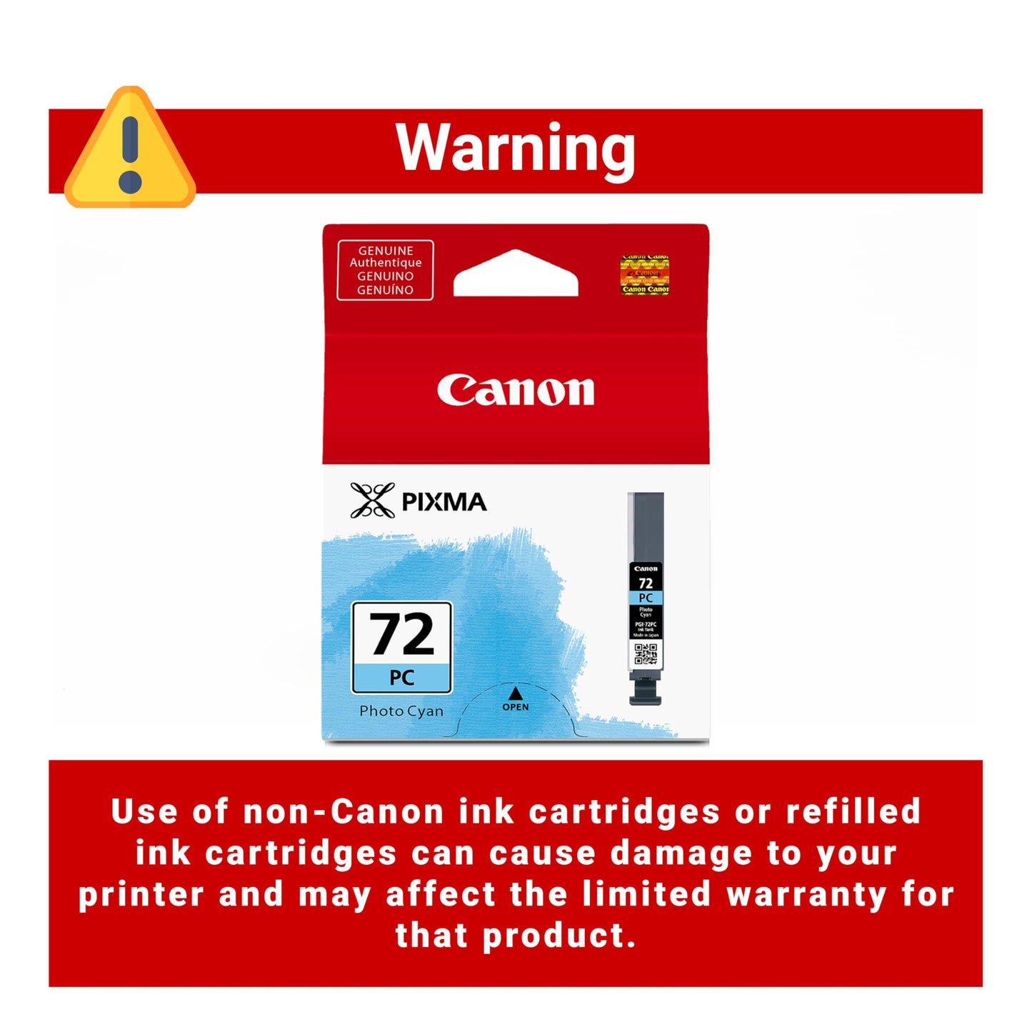 Canon PGI-72 Genuine Photo Cyan Ink Tank, Compatible with PIXMA PRO-10 Printers