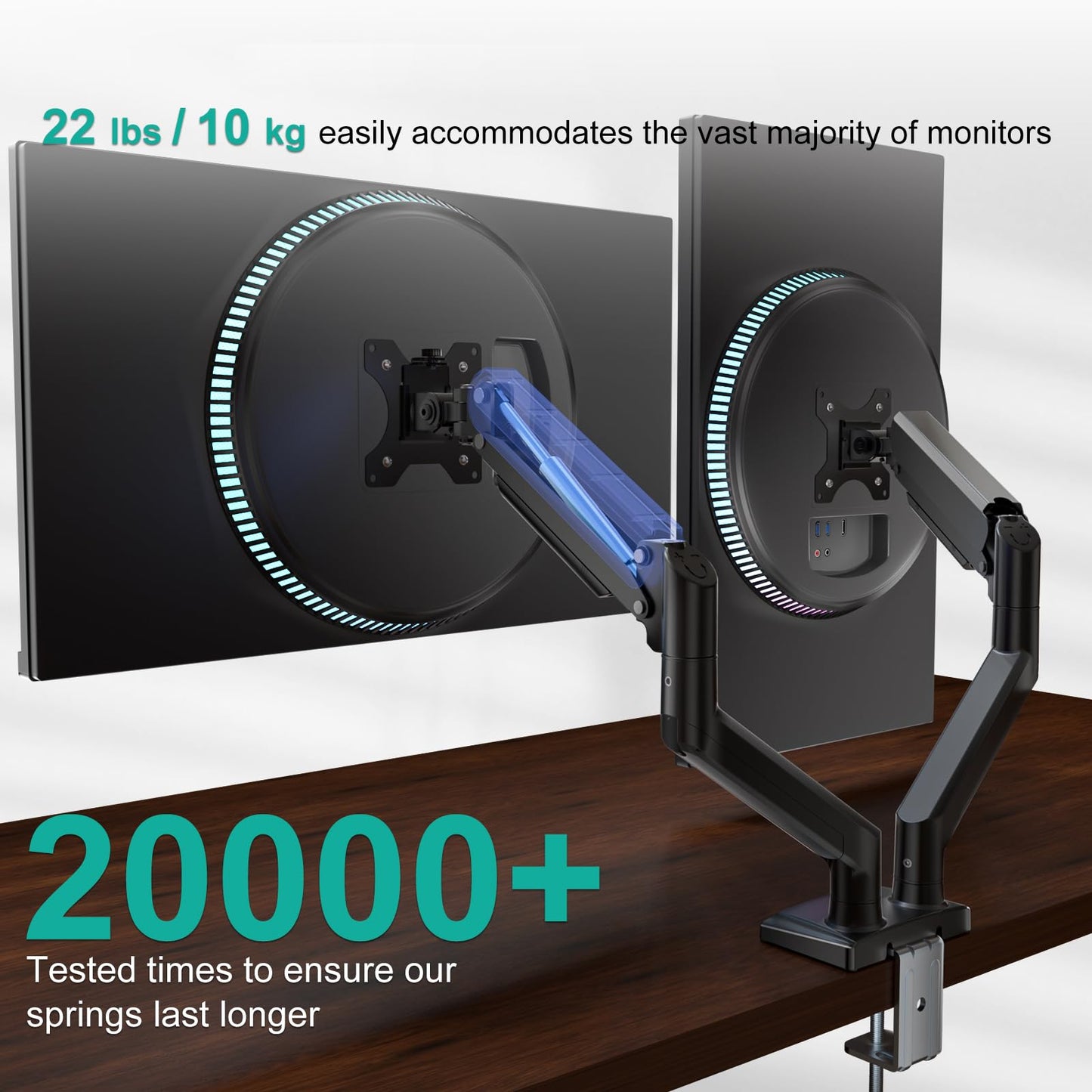 WALI Dual Monitor Stand for 13-32 inch Computer Screens, Dual Monitor Arms for 2 Monitors Holds up to 22 lbs, Height Adjustable Dual Monitors Mount