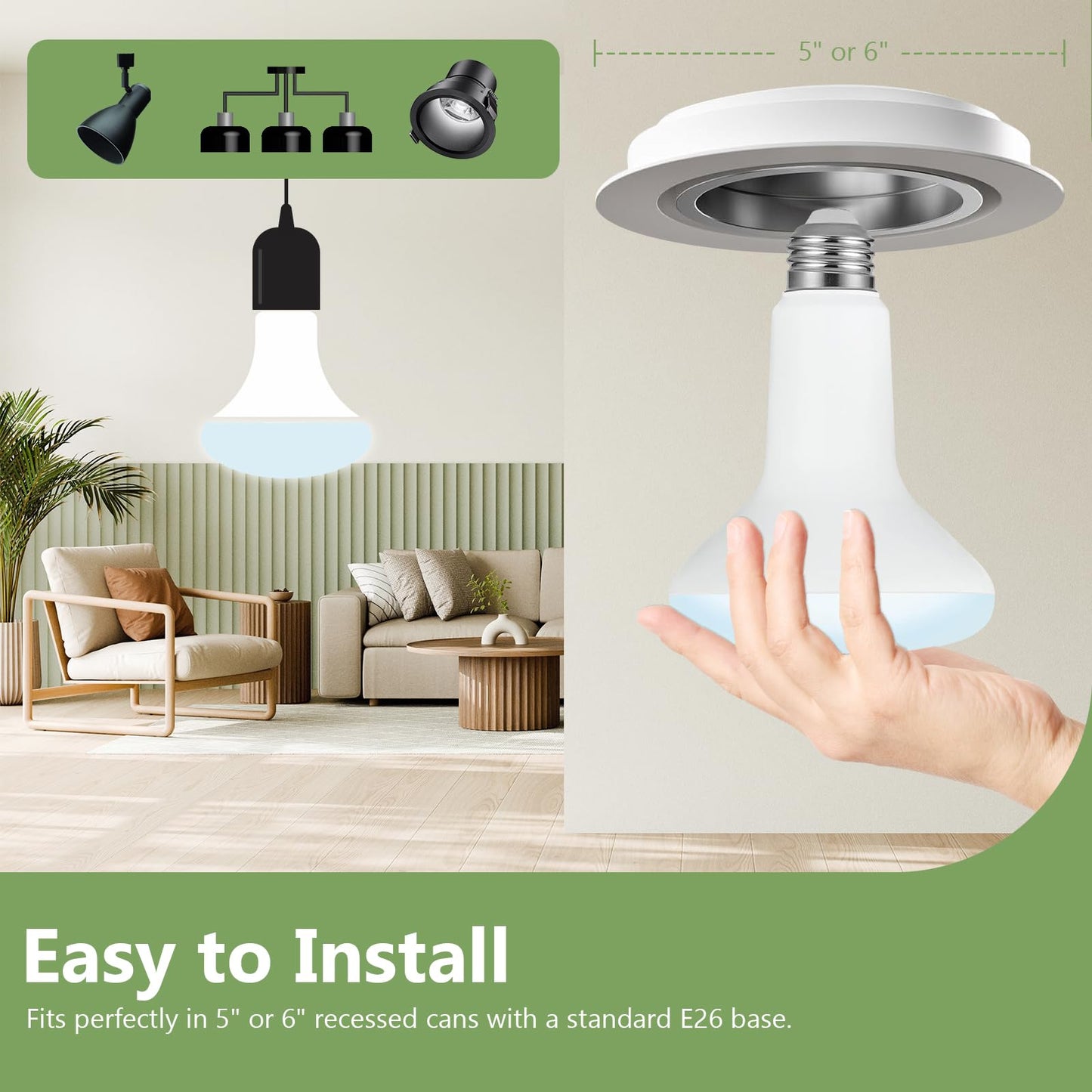 Sigalux BR30 LED Flood Light Bulbs, 16.5W Equivalent 100W, 1400LM, Dimmable, 5000K Daylight, CRI 80, 110° Beam Angle, E26 Base, Energy-Efficient