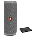 JBL Flip 5 Waterproof Portable Bluetooth Speaker for Travel, Outdoor and Home - Wireless Stereo-Pairing - Includes Microfiber Cleaning Cloth - Gray