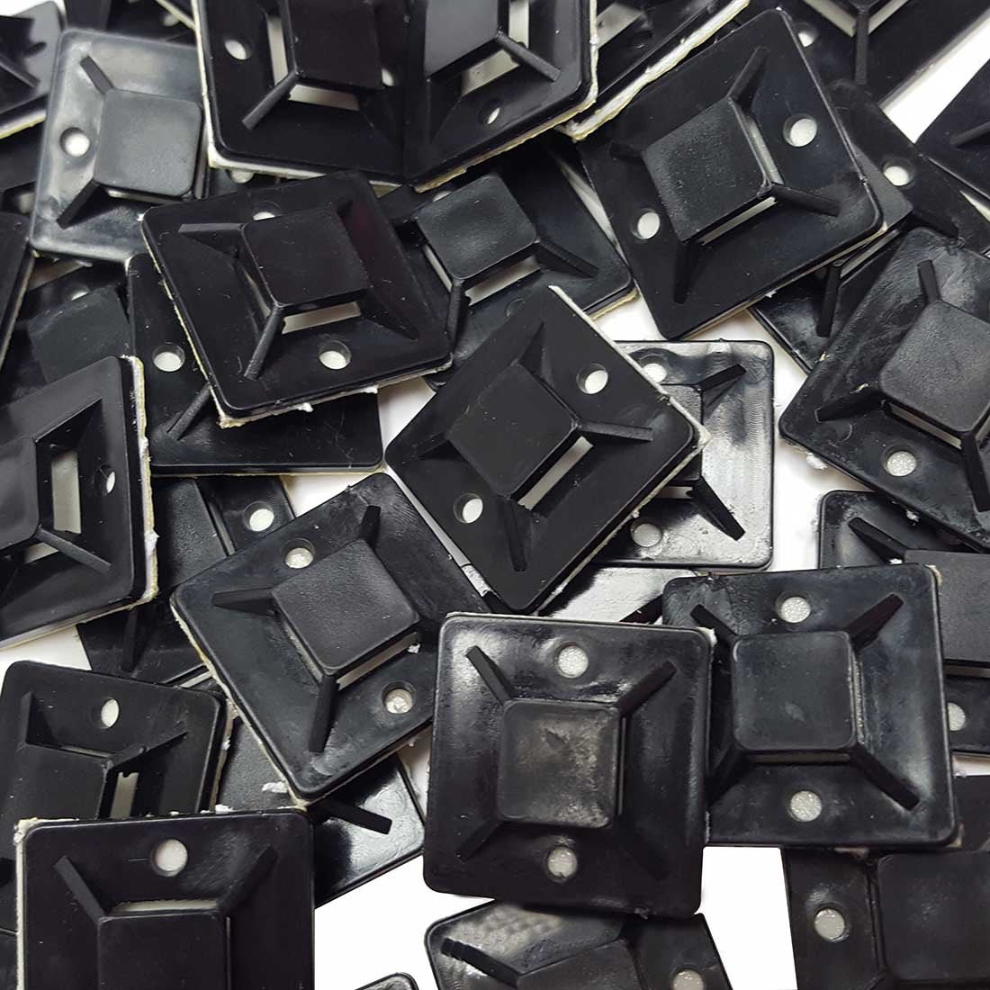 Cable Tie Mounts Self Adhesive Clips Wire Tie Base (25mm x 25mm) - Premium Grade Strength Screw-Hole Anchor Point Provides Optimal Strength (100