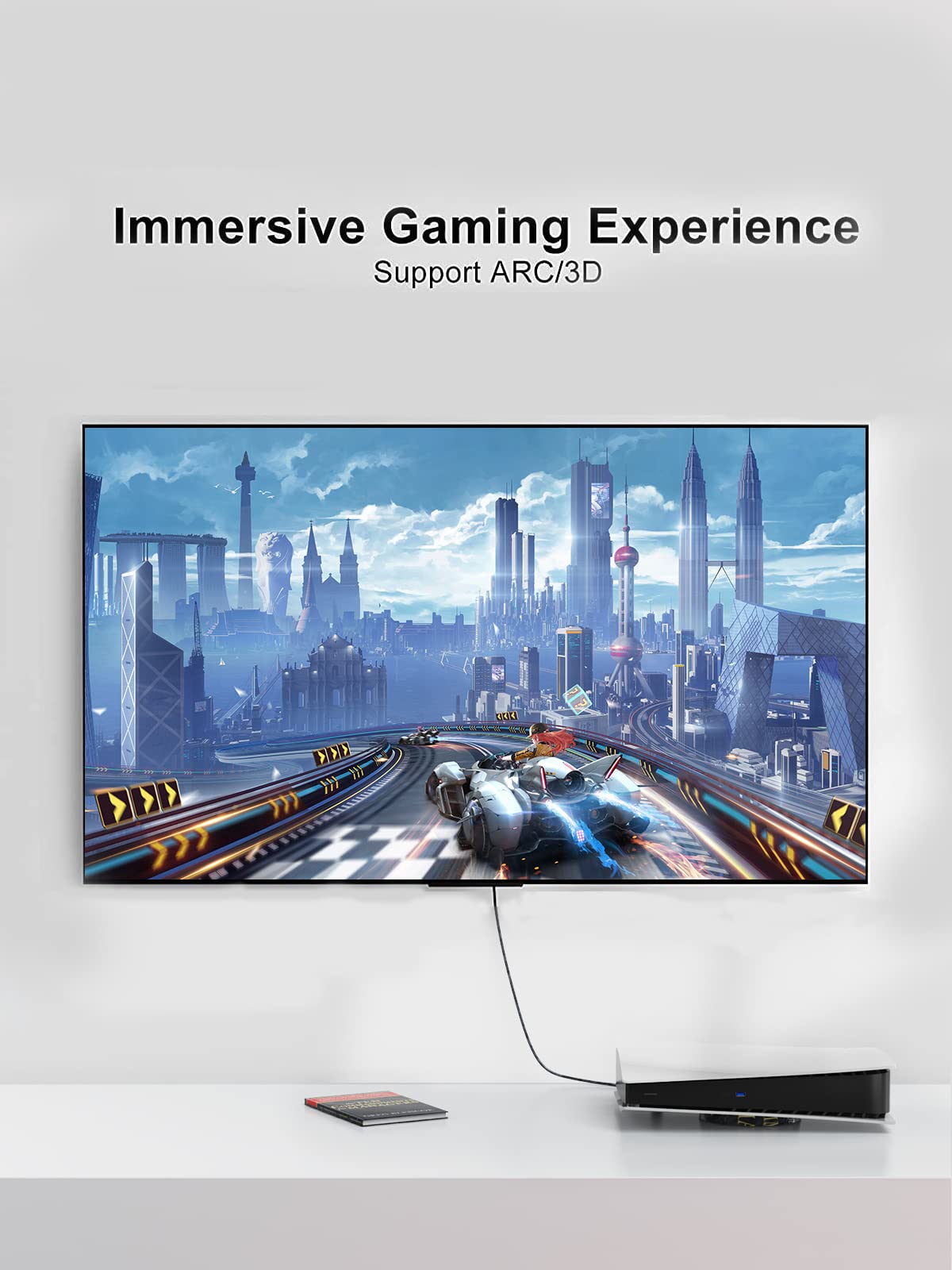 CableCreation 4K HDMI Cable Right Angle 270 Degree Upward - Supports 4K@60HZ Ultra HD for Gaming, Streaming, Movies, Male to Male, 6ft Black