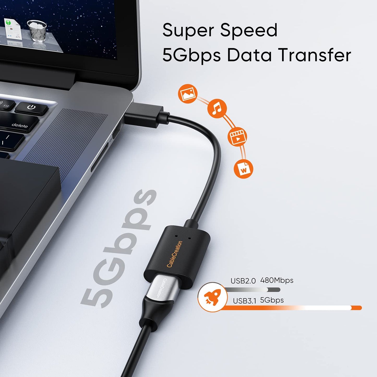 CableCreation USB C Female to USB Male Adapter, 5Gbps USB3.1 to USB C Adapter for Laptops Logitech StreamCam, etc