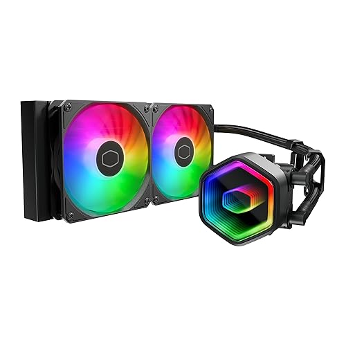 Cooler Master 240 Core II Liquid CPU AIO Cooler - 240mm Radiator, Dual ARGB PWM Fans, Infinity Mirror Dual-Chamber Pump, Quiet Cooling & Easy