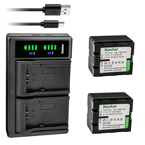 Kastar 2-Pack VW-VBN130 Battery and LTD2 USB Charger Replacement for Panasonic HC-X910, HC-X920, HC-X920M, HDC-HS900, HDC-HS900GK, HDC-HS900GK-3D