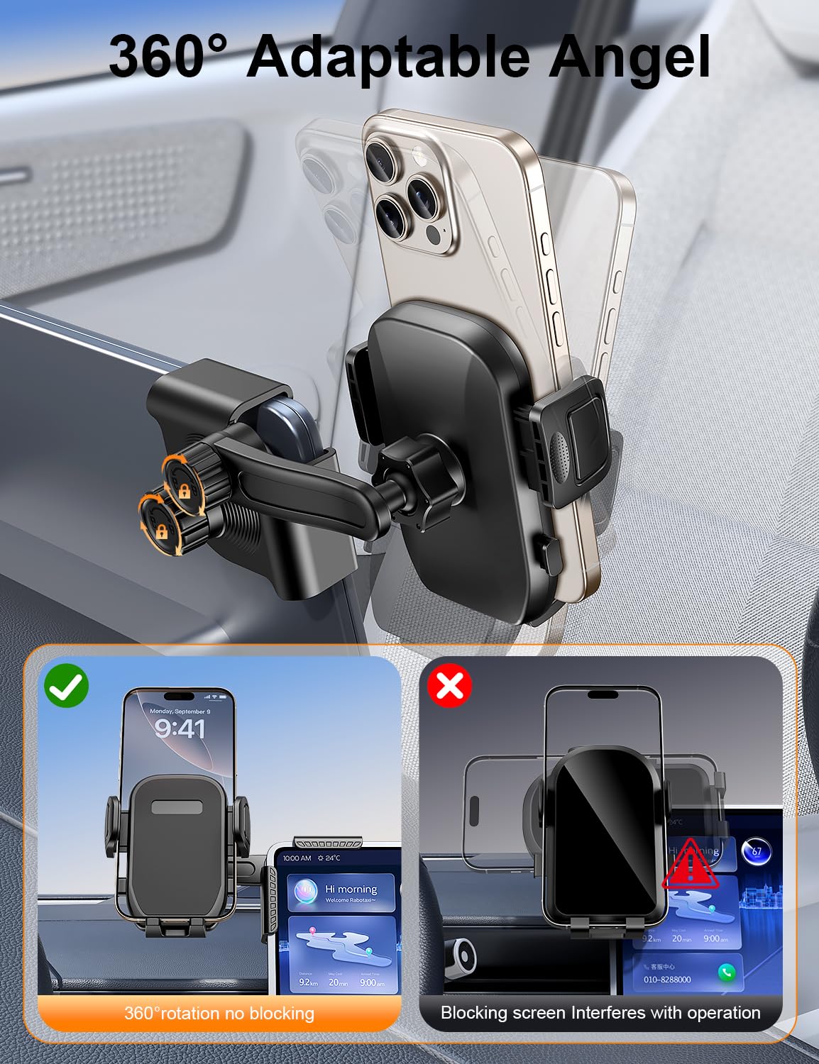 bokilino Tesla Phone Mount, 360° Adjustable Universal Tesla Model Y Accessories, Phone Holders for Your car for Tesla Model 3/Y/S/X/Cybertruck Screen