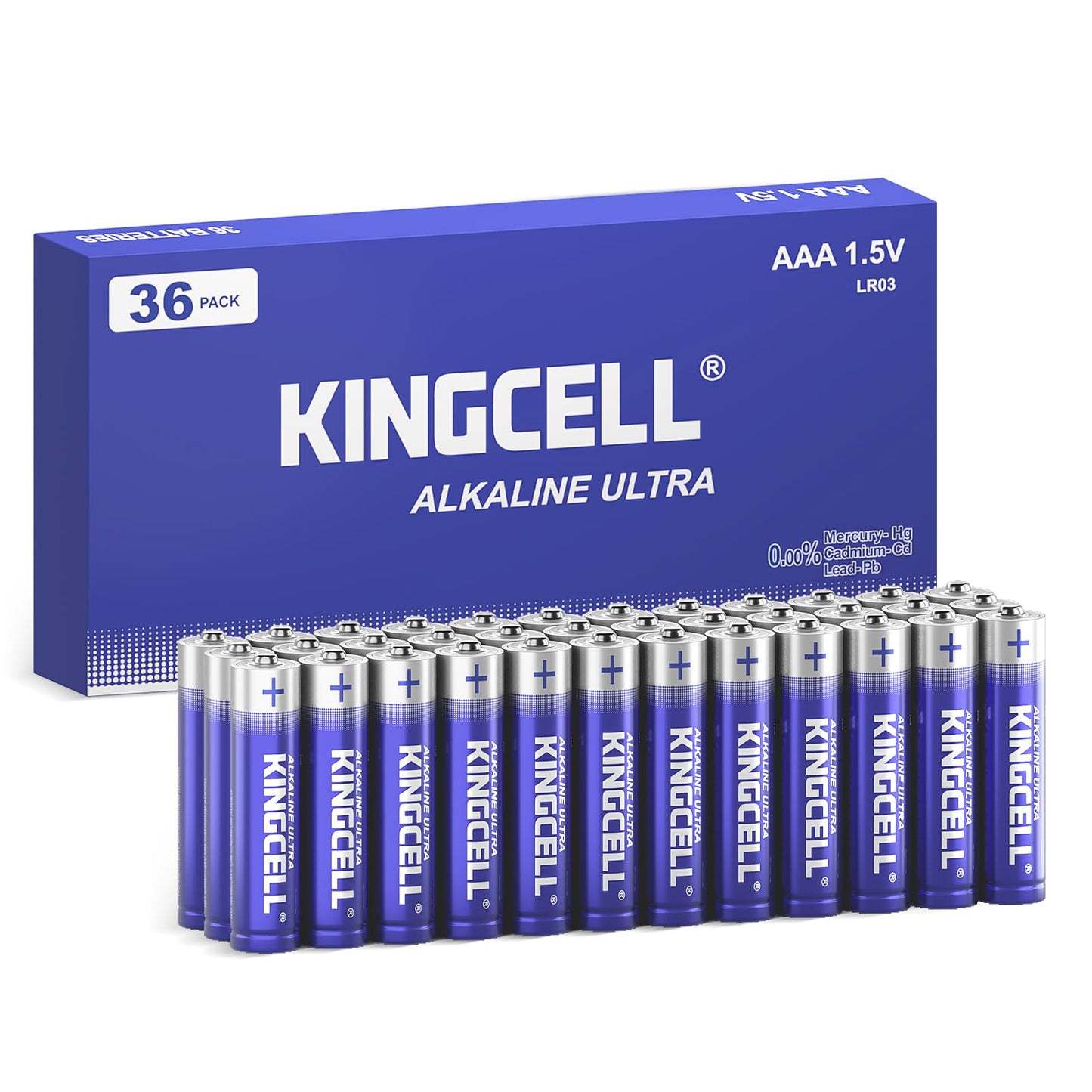 KINGCELL AAA Batteries 36 Count Pack, 1.5V Triple A Batteries with 10 Years Shelf Life, High Performance Alkaline AAA Batteries for TV Remote, Clock…