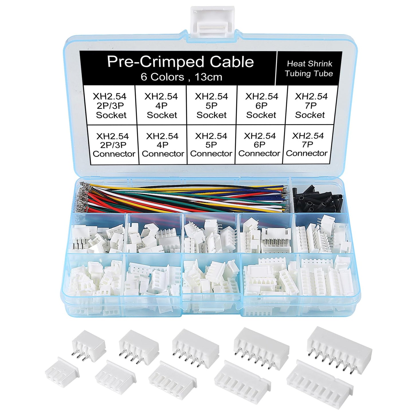 XH 2.54mm Connector Socket Kit and Pre-Crimped Cable Wire 2Pin 3 Pin 4 Pin 5 Pin 6 Pin 7Pin Housing JST Adapter Male and Female Cable Connectors