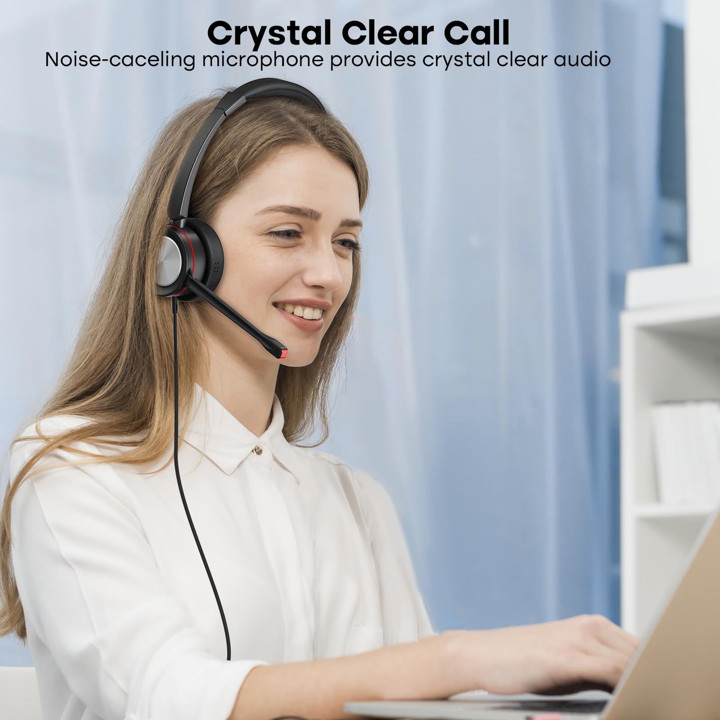 MKJ Telehone Headset for Cisco IP Phone, Wired Headphone with Microphone Noise Cancelling, Office Phone Headset with RJ9 Jack for Cisco CP-7821 7841