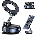 Magnetic Phone Mount, Multi-Surface Stand with N52 Magnet, 5.9-inch Adjustable Arm, for Car, Office Desk, Kitchen (Black)