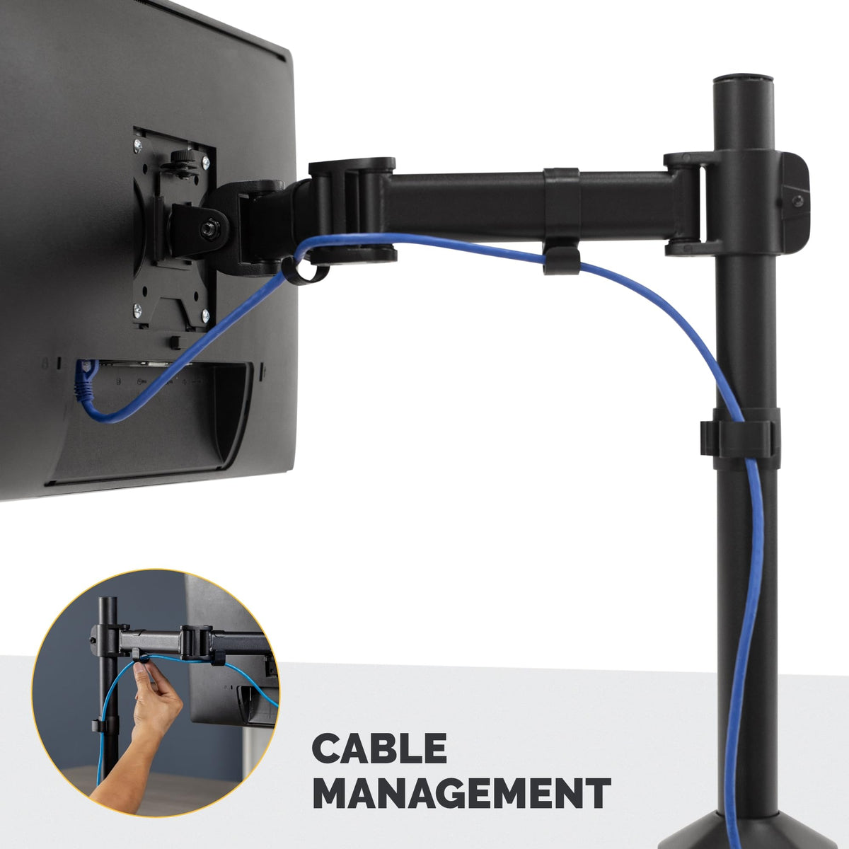 Fellowes Reflex Series Adjustable Monitor Arm for Desk, Supports 32 Inch Monitors, Ergonomic Single Monitor Stand with VESA Mount, Easy Setup