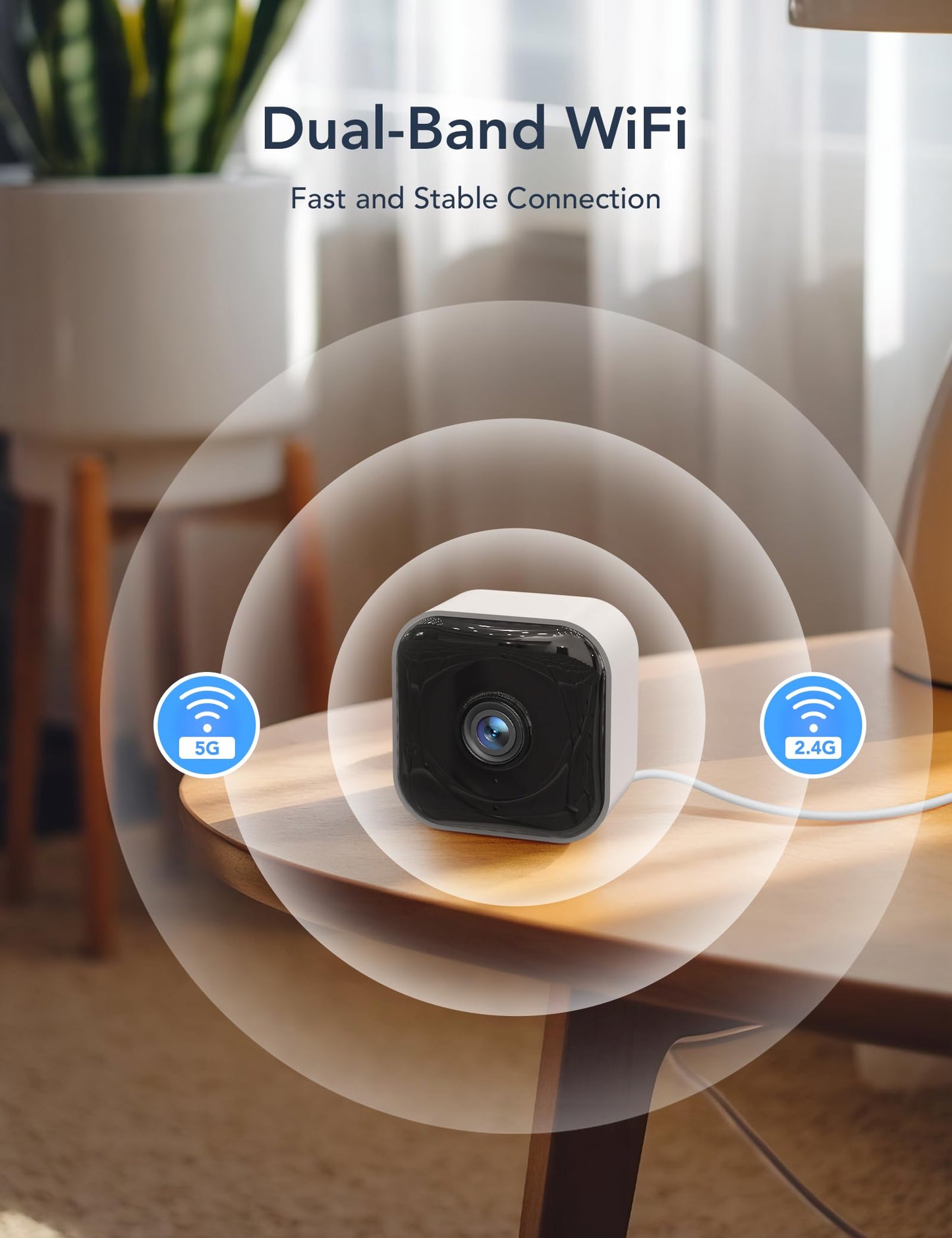 GNCC 2K Cameras for Home Security Indoor, 2.4G/5G Pet Cam with Phone App, Mini Dog Camera w/Motion Detection, 2 Way Audio, Works with Alexa, Cloud