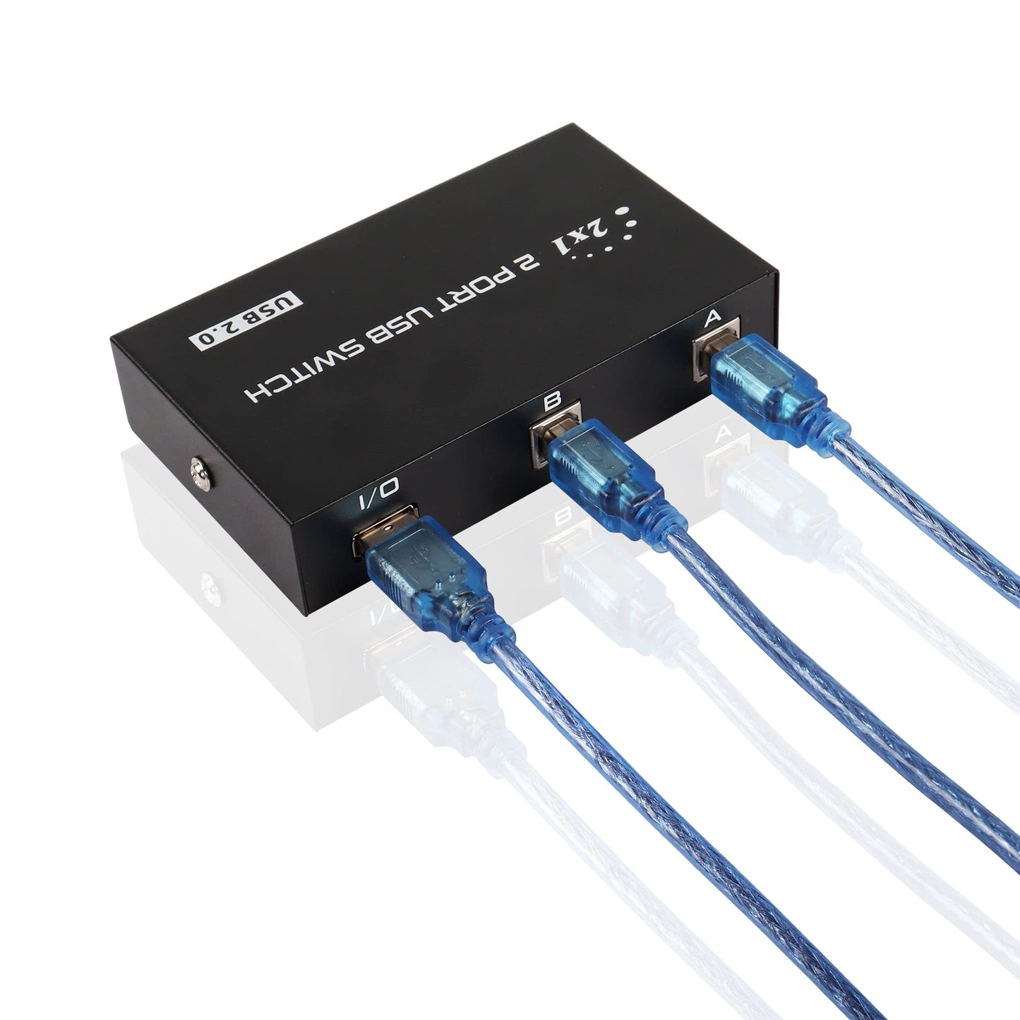 QIANRENON Printer Sharing Adapter, 2-Port USB 2.0 Switch for Sharing USB Devices Between 2 Computers, Includes 2 Pack USB 2.0 Male Cable