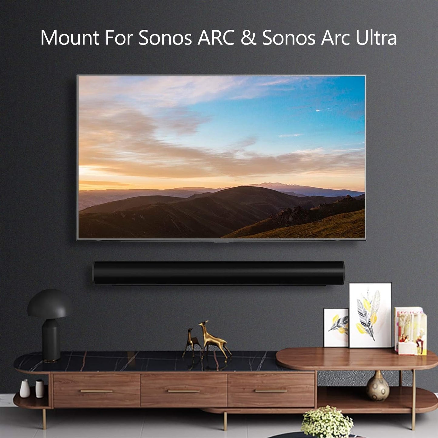 WALI Soundbar Mount for Sonos Arc and Sonos Arc Ultra - Sound bar Wall Mount Bracket, Hidden Design, Mount on Wall Under TV Installation, Black