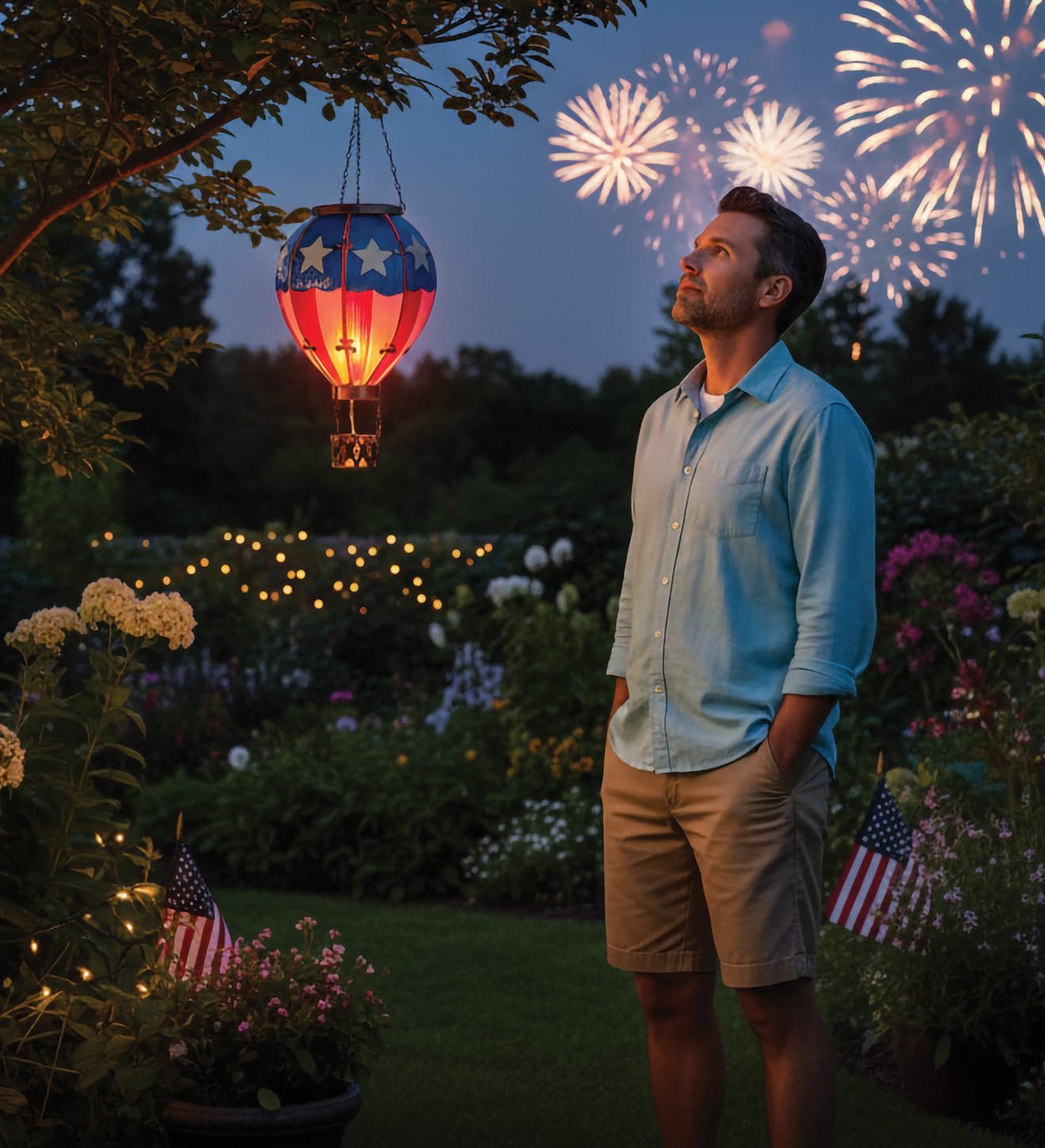 Regal Art & Gift Hot Air Balloon Solar Lantern - Hanging Solar-Powered LED Lights, Waterproof Portable Decorative Outdoor Lamp Made of Metal & Glass