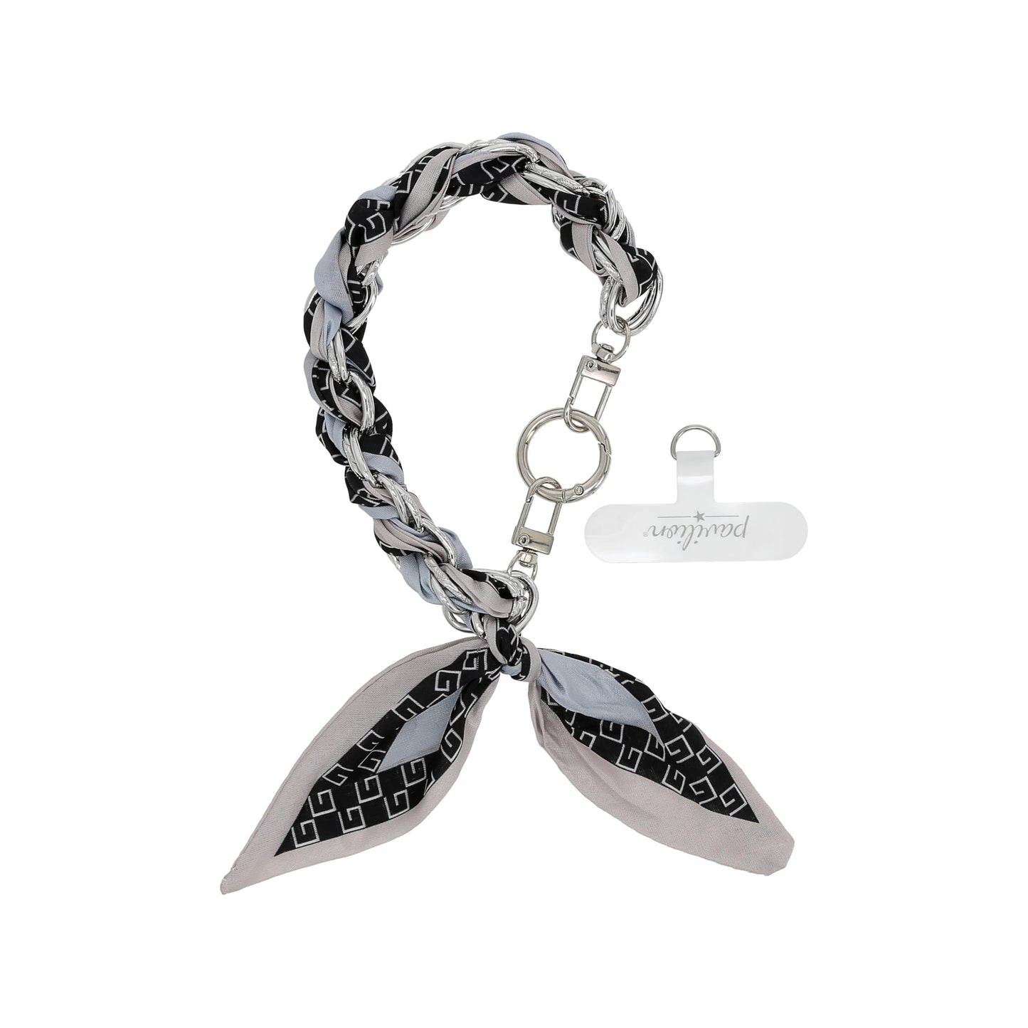 Pavilion Gift Company - Blue Geometric - Braided Scarf Phone Chain Wristlet Accessory
