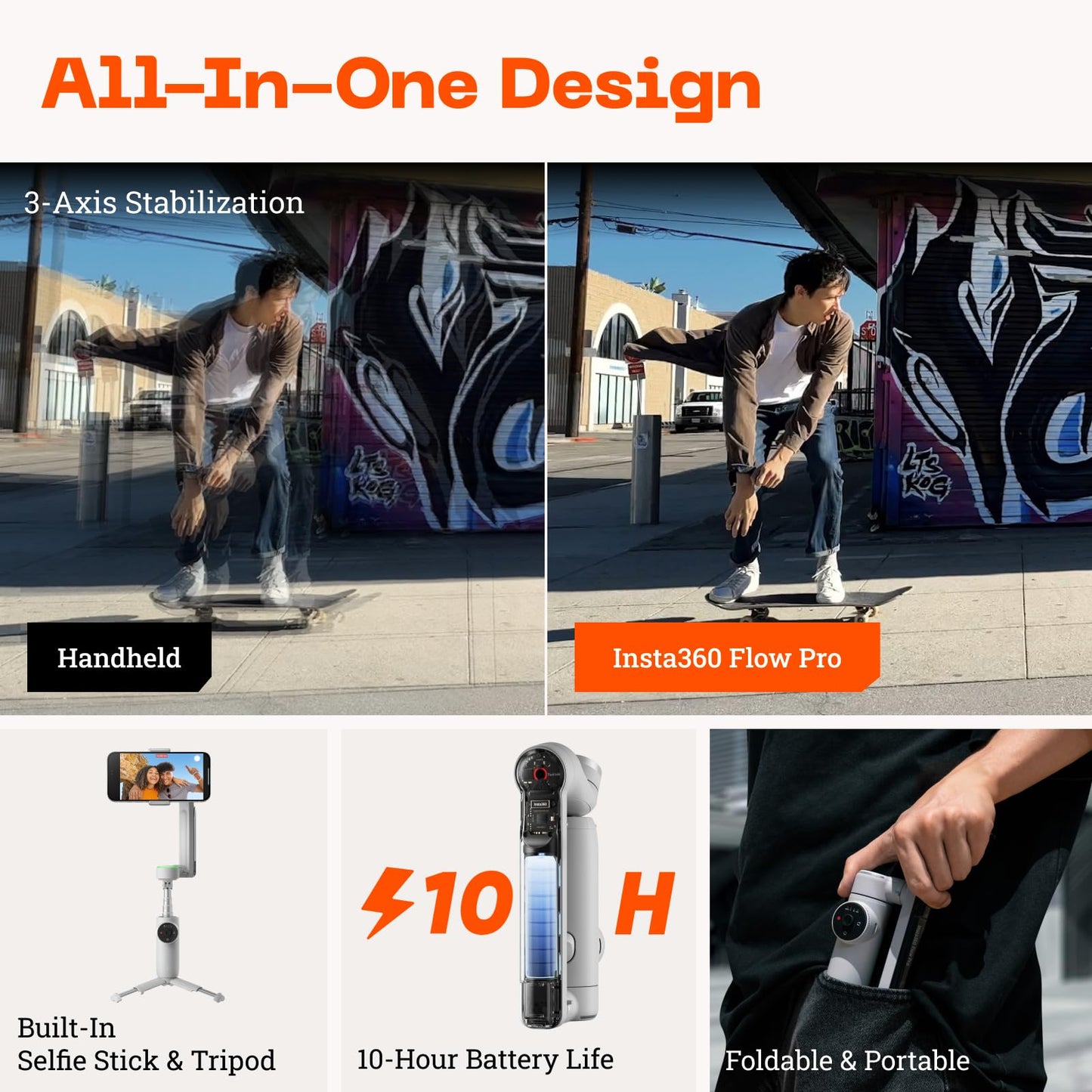 Insta360 Flow Pro - AI-Powered Gimbal Stabilizer for Smartphone, Apple DockKit Enabled, 360º Infinite Pan Tracking, 3-Axis Stabilization, Built-in